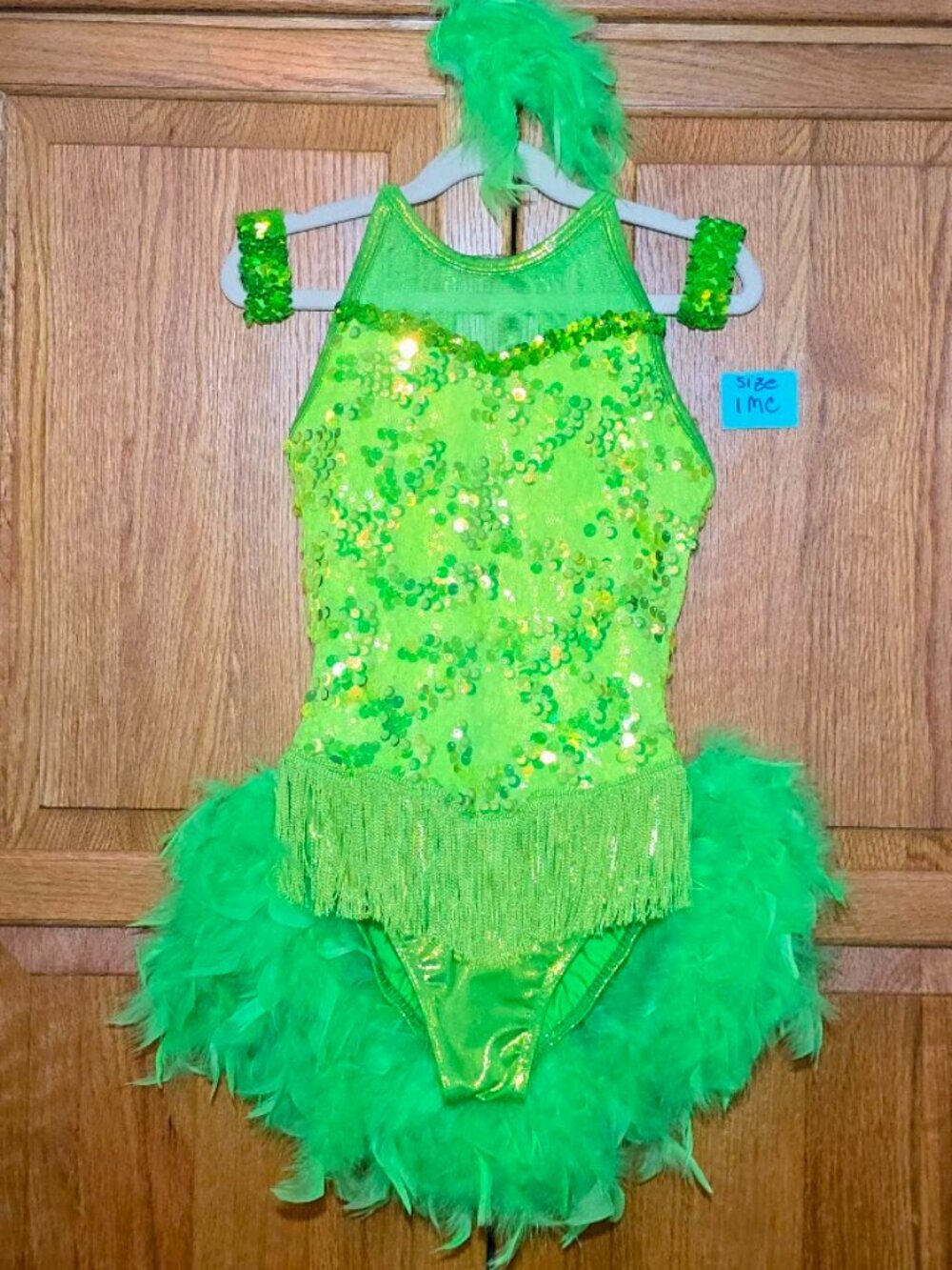 A Wish Come True 21639 Let's Get Loud Neon Green Sequin Feather Costume size IMC